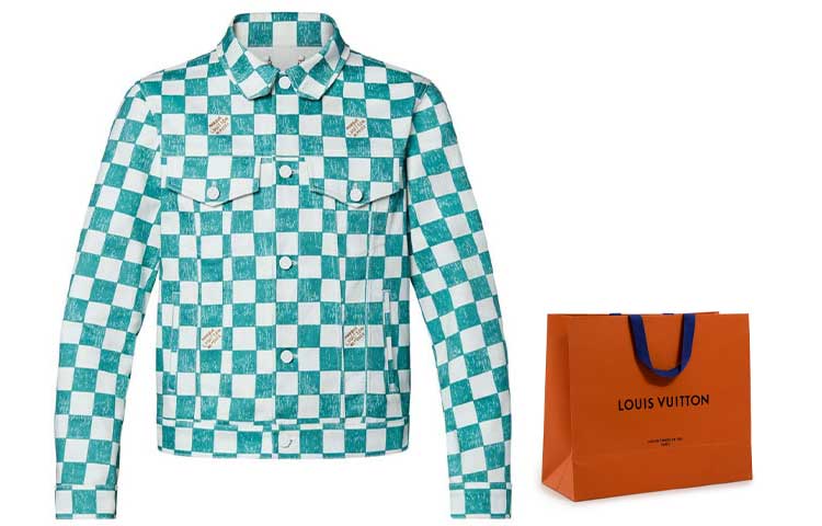 LOUIS VUITTON Green Checkered Denim Jacket with Single-Breasted Design 1A9A1Y 圖 6