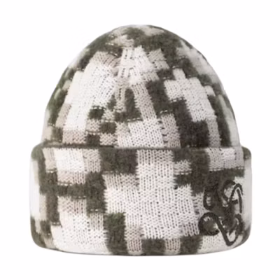 Louis Vuitton Green Logo Lambswool Nylon Beanie Unisex Couple Style Hat M7973A