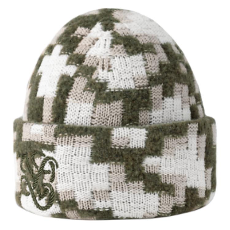 Shop 路易威登綠色標誌羊毛尼龍情侶款毛帽 M7973A