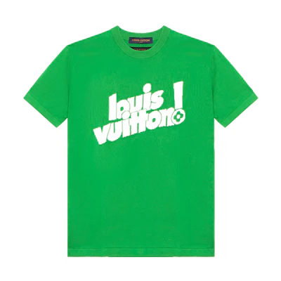 LOUIS VUITTON Green Logo Print Classic Crewneck T-Shirt. 1A97OB