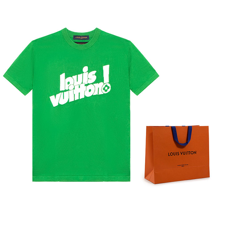 Shop 路易威登绿色标志印花经典圆领T恤 1A97OB