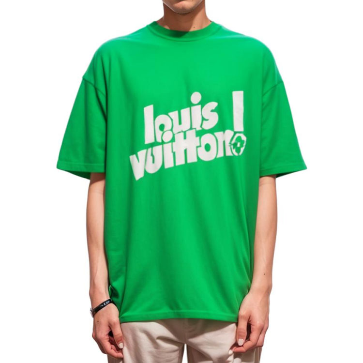 Purchase 路易威登绿色标志印花经典圆领T恤 1A97OB