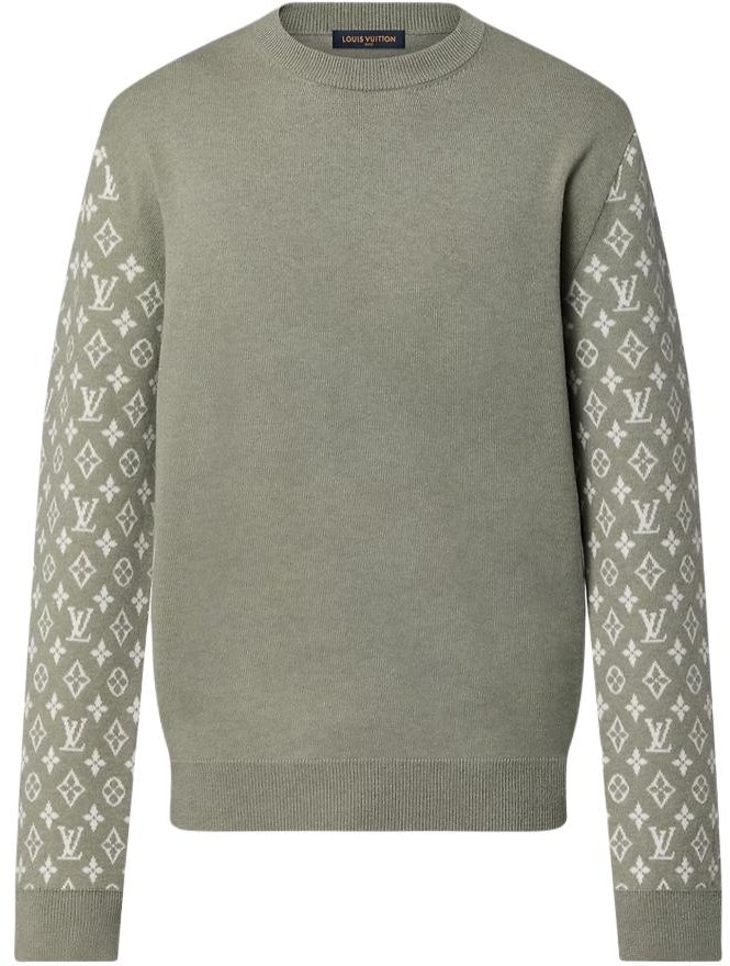louis-vuitton-green-logo-printed-crewneck-long-sleeve-sweater-for-men-1-afhtx