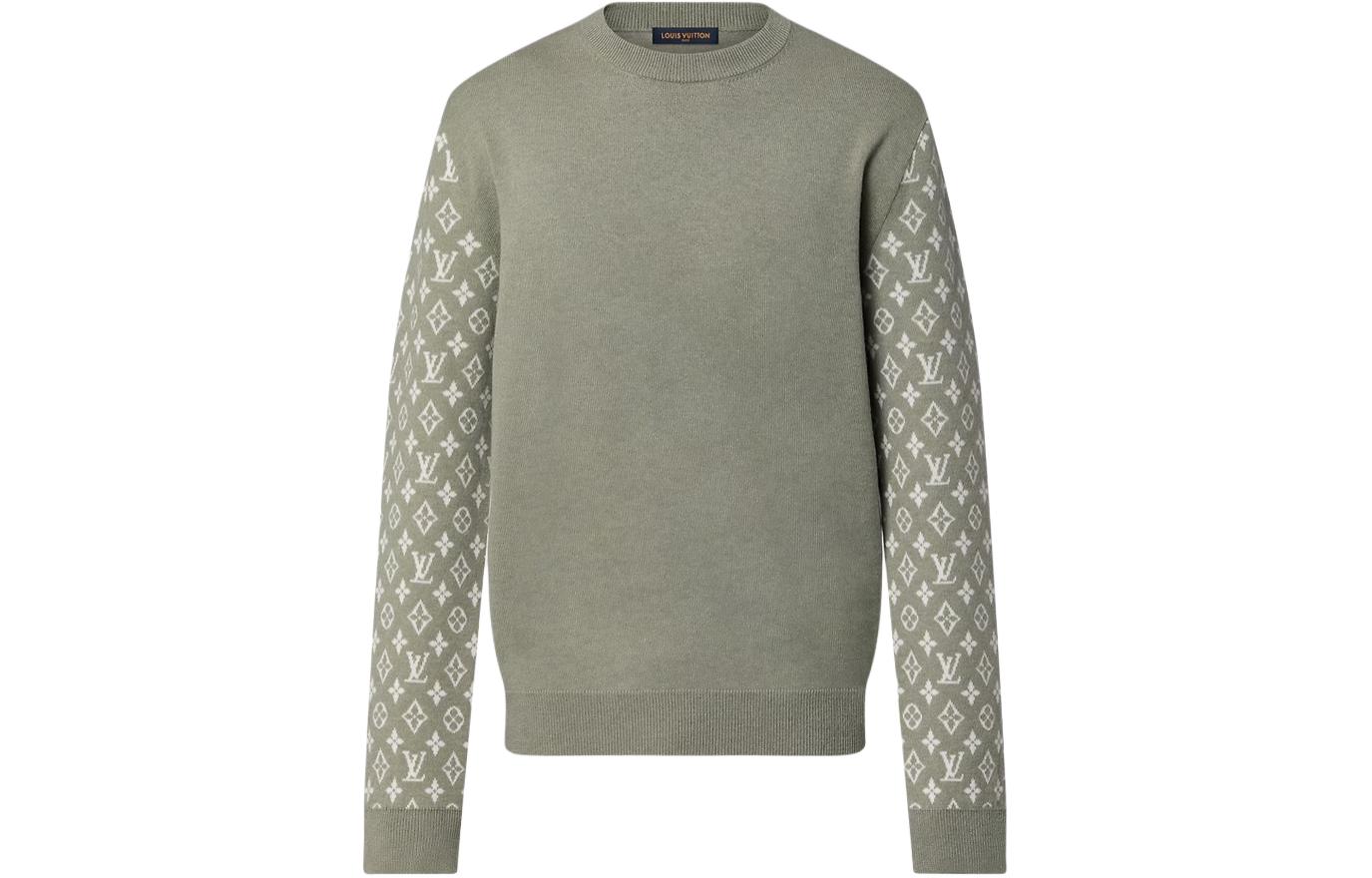 Order LOUIS VUITTON Baju Sweater Lengan Panjang Logo Hijau Lelaki 1AFHTX