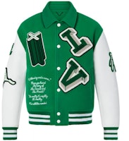 LOUIS VUITTON Green Monogram Loose Fit Long-Sleeve Baseball Jacket 1A98D3 LOUIS VUITTON Green Monogram Loose Fit Long-Sleeve Baseball Jacket 1A98D3