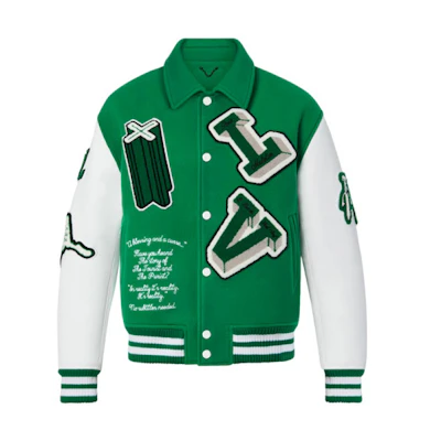 LOUIS VUITTON Green Monogram Loose Fit Long-Sleeve Baseball Jacket 1A98D3