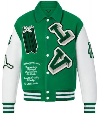 LOUIS VUITTON Green Monogram Loose Fit Long-Sleeve Baseball Jacket 1A98D3 Order LOUIS VUITTON Green Monogram Loose Fit Long-Sleeve Baseball Jacket 1A98D3