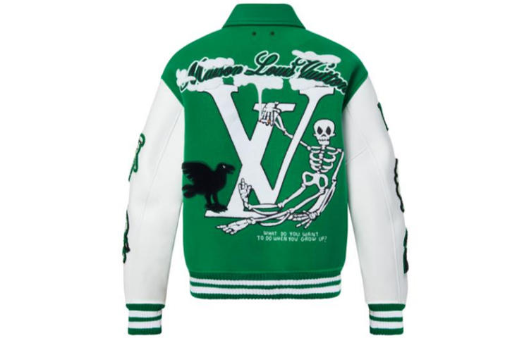 Lookbook LOUIS VUITTON Jaket Baseball Long-Sleeve Monogram Hijau Loose Fit 1A98D3