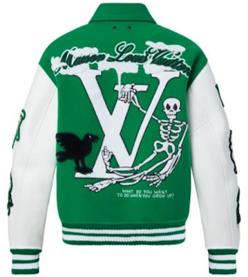 LOUIS VUITTON Green Monogram Loose Fit Long-Sleeve Baseball Jacket 1A98D3 Lookbook LOUIS VUITTON Green Monogram Loose Fit Long-Sleeve Baseball Jacket 1A98D3