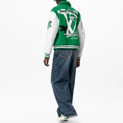 LOUIS VUITTON Green Monogram Loose Fit Long-Sleeve Baseball Jacket 1A98D3 Shop LOUIS VUITTON Green Monogram Loose Fit Long-Sleeve Baseball Jacket 1A98D3