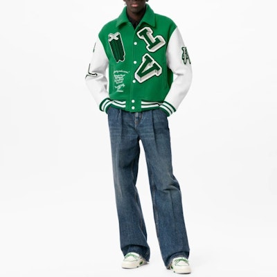 LOUIS VUITTON Green Monogram Loose Fit Long-Sleeve Baseball Jacket 1A98D3 Purchase LOUIS VUITTON Green Monogram Loose Fit Long-Sleeve Baseball Jacket 1A98D3