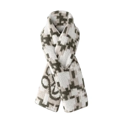 LOUIS VUITTON Green Wool Nylon Knit Scarf Unisex Couple Design. m96064