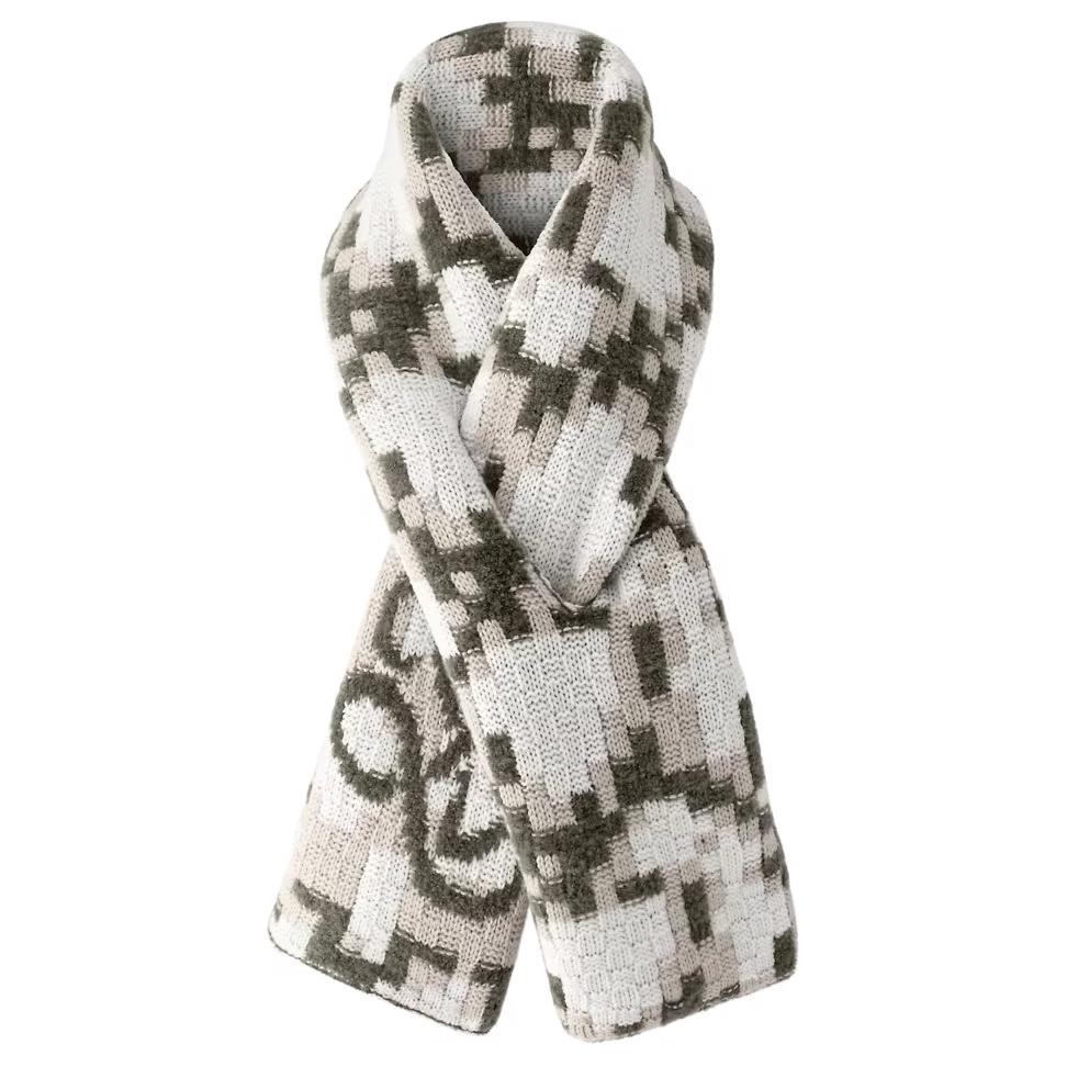LOUIS VUITTON Green Wool Nylon Knit Scarf Unisex Couple Design. m96064 圖 2