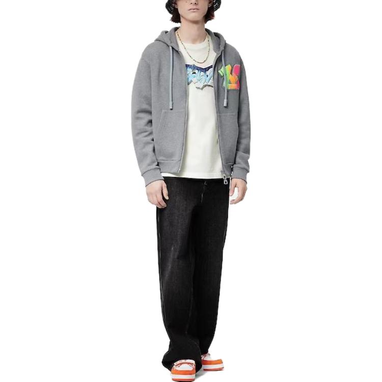 LOUIS VUITTON Grey Appliqué Zip-Up Hoodie  Casual Long Sleeve 1AA4X6 圖 3