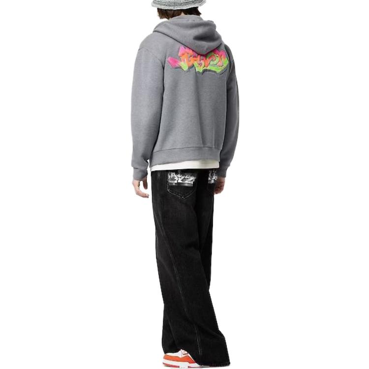 LOUIS VUITTON Grey Appliqué Zip-Up Hoodie  Casual Long Sleeve 1AA4X6 圖 4