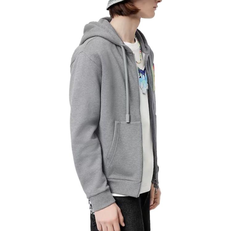 LOUIS VUITTON Grey Appliqué Zip-Up Hoodie  Casual Long Sleeve 1AA4X6 圖 5