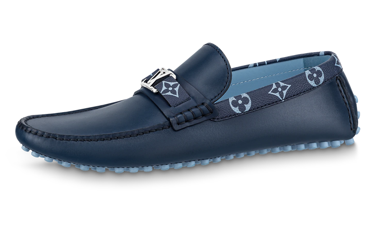 Louis Vuitton Hockenheim Moccasin Shoes 'Blue with Monogram Collar' 1AAN5H