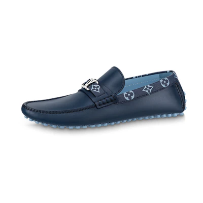 LV Hockenheim Moccasin Shoes 'Blue with Monogram Collar'
