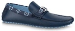Order Kasut Louis Vuitton Hockenheim Moccasin 'Biru dengan Kolar Monogram' 1AAN5H