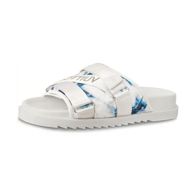 LV Honolulu Monogram 'Tie-Dye Denim' Slippers Blue White