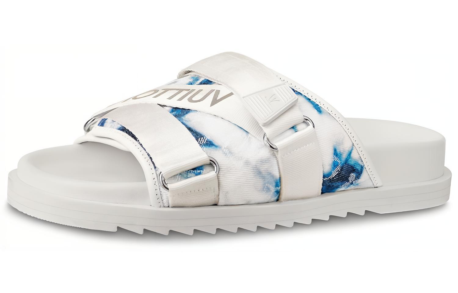 Louis Vuitton Honolulu Monogram 'Tie-Dye Denim' Slippers Blue White 1A5HQV