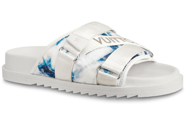 Order Sandal Louis Vuitton Honolulu Monogram Tie-Dye Denim Biru Putih 1A5HQV