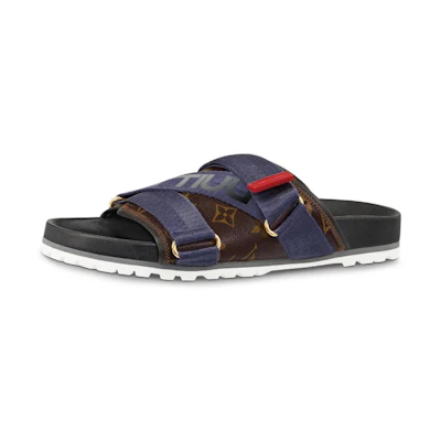 LV Honolulu Monogram Canvas Slipper 'Blue Brown'
