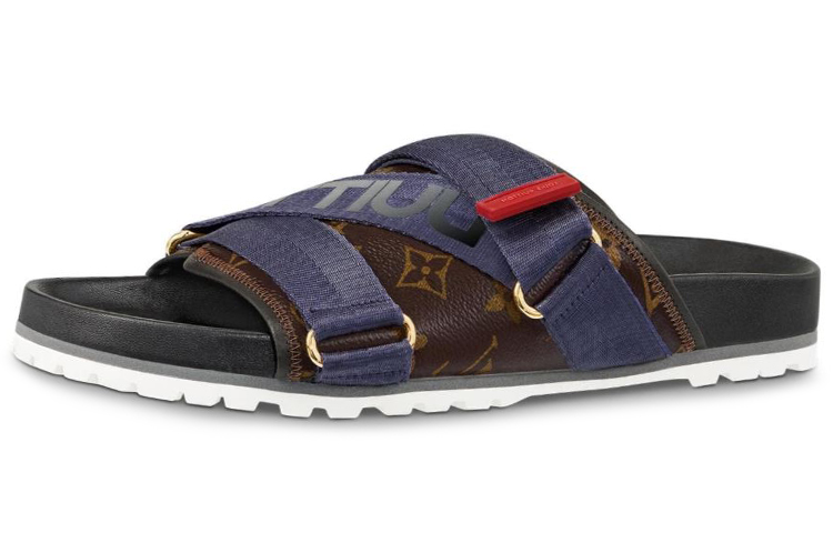 Louis Vuitton Honolulu Monogram Canvas Slipper 'Blue Brown' 1A416B