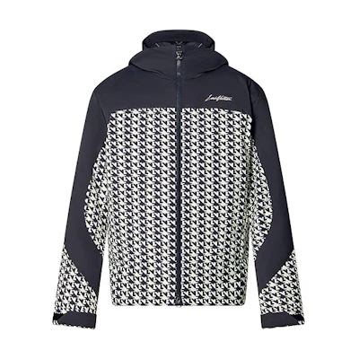LOUIS VUITTON Houndstooth Windbreaker Zip Hoodie Black White 1AAT2L