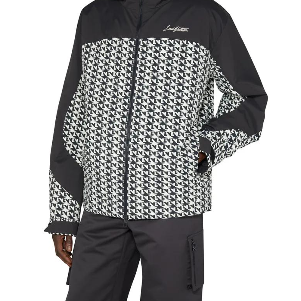 Details for LOUIS VUITTON Houndstooth Windbreaker Zip Hoodie  Black White 1AAT2L