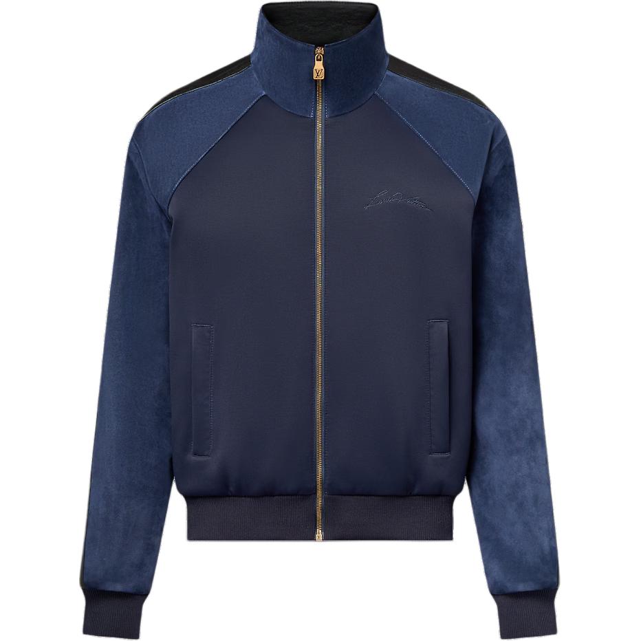 Louis Vuitton Hybrid Calfskin Track Top Blue Zip-Up Jacket 1AFQPD