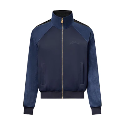 Louis Vuitton Hybrid Calfskin Track Top Blue Zip-Up Jacket 1AFQPD