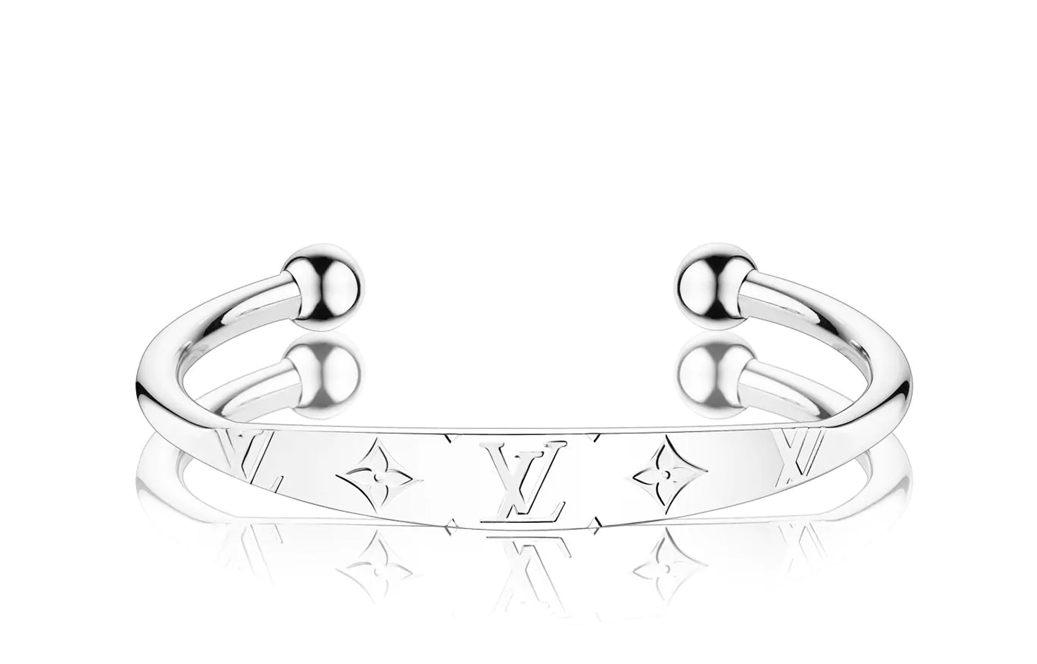 LOUIS VUITTON Iconic Pattern Silver Unisex Couple Bracelet in Brass M64840