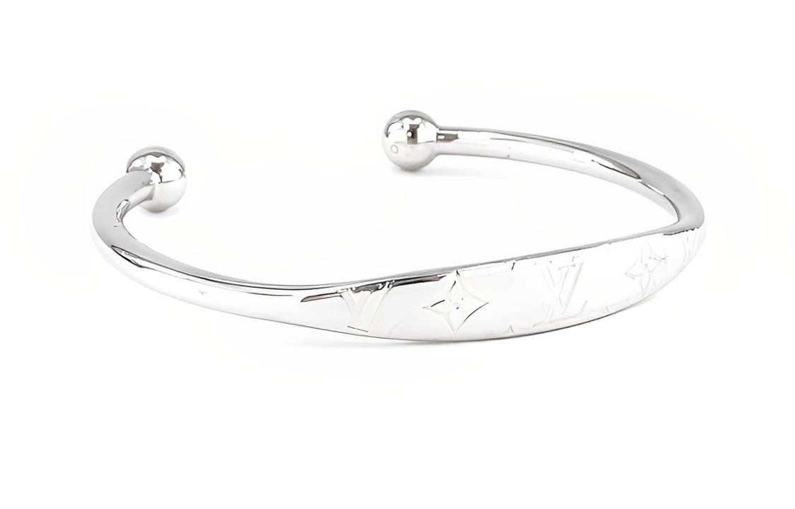 LOUIS VUITTON Iconic Pattern Silver Unisex Couple Bracelet in Brass M64840 圖 3