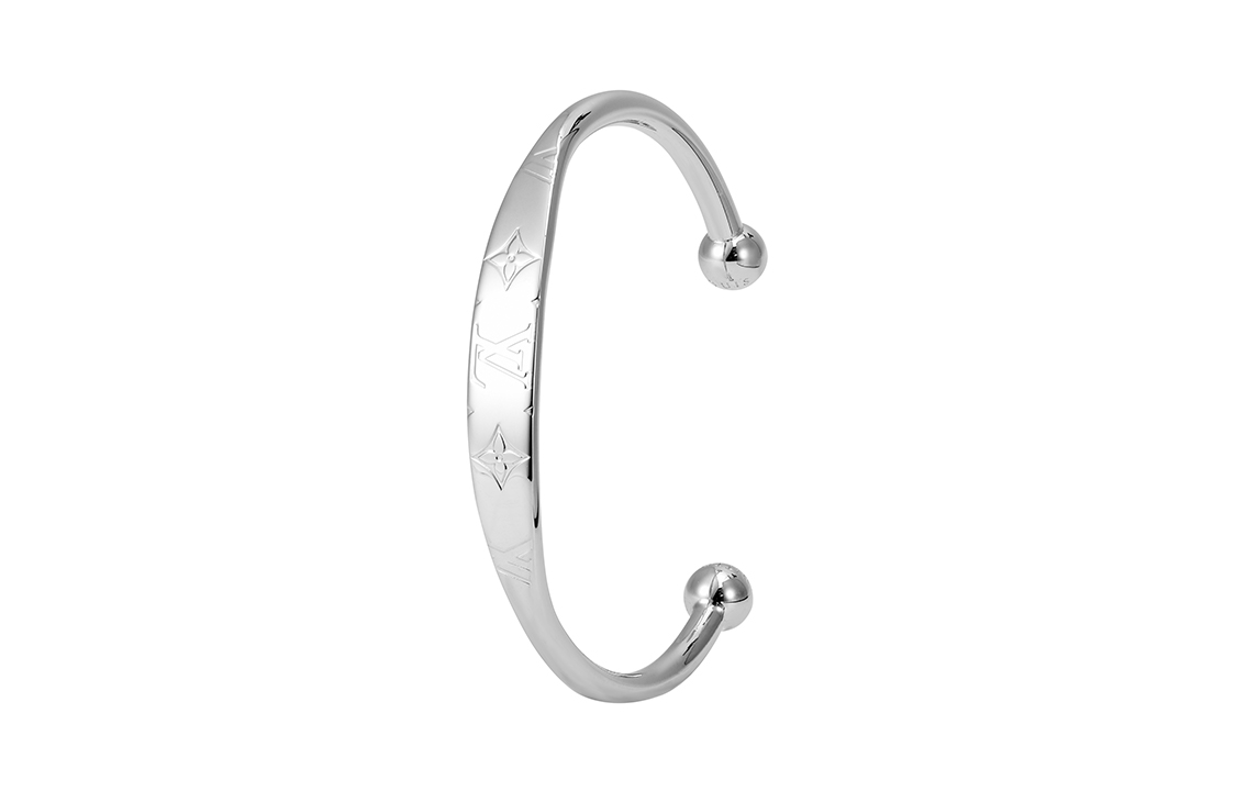 LOUIS VUITTON Iconic Pattern Silver Unisex Couple Bracelet in Brass M64840 圖 5