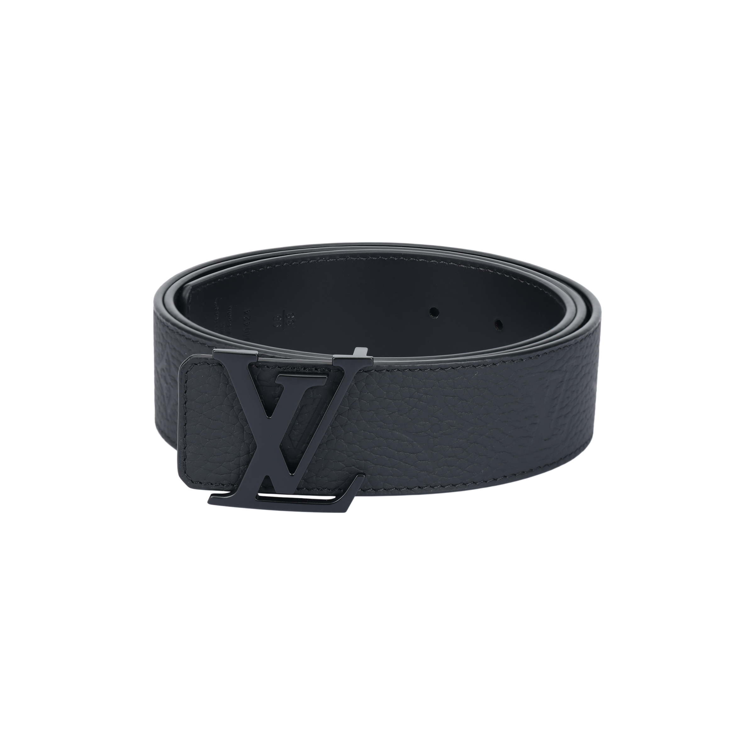 Louis Vuitton Initiales Embossed Leather Belt for Men Black 4cm Wide M0424