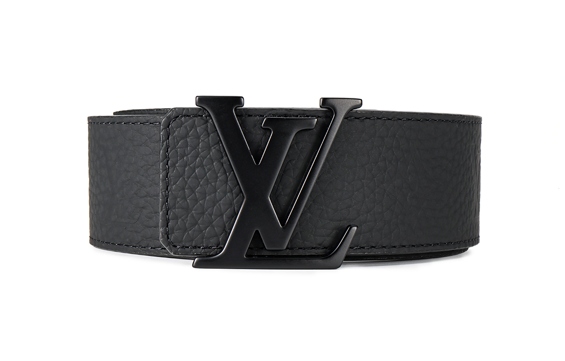 Shop Louis Vuitton Sabuk Pria Kulit Embossed Initiales Hitam Lebar 4cm M0424