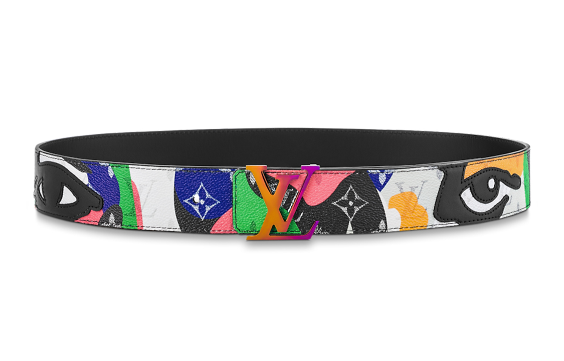 LOUIS VUITTON Initiales Monogram Leather Belt Multicolor 4cm  Accessory M8268U
