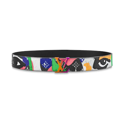 LOUIS VUITTON Initiales Monogram Leather Belt Multicolor 4cm Accessory M8268U