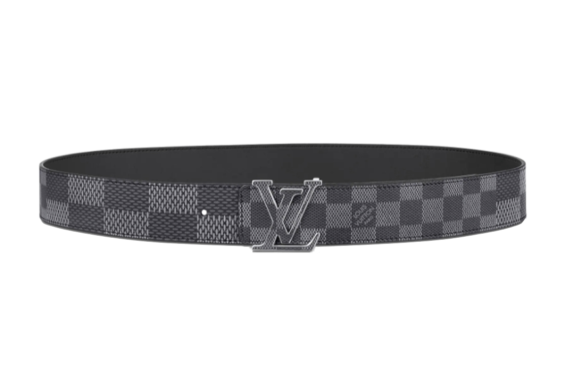 LOUIS VUITTON Initiales Reversible Calf Leather Belt Deep Gray 4cm M0340
