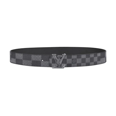 LOUIS VUITTON Initiales Reversible Calf Leather Belt Deep Gray 4cm M0340