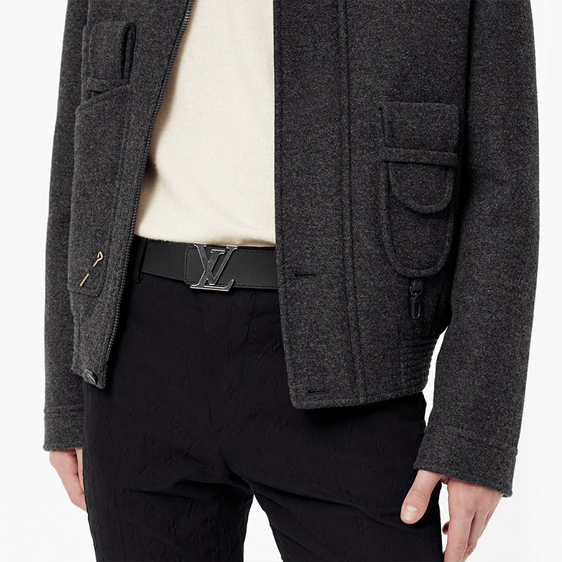 Details for LOUIS VUITTON Initiales Reversible Calf Leather Belt Deep Gray 4cm M0340