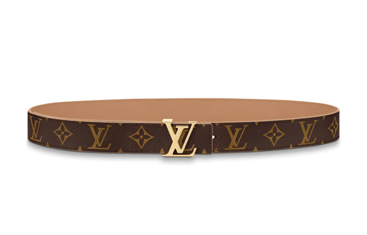 LOUIS VUITTON Initials Reversible Monogram Leather Belt Unisex 3cm Width. M0363