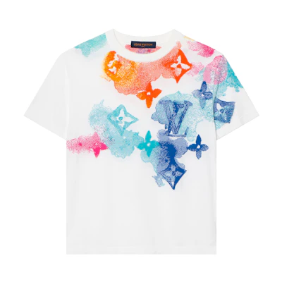 LOUIS VUITTON Ink Logo Floral Print Crew Neck T-Shirt 1A8QWA