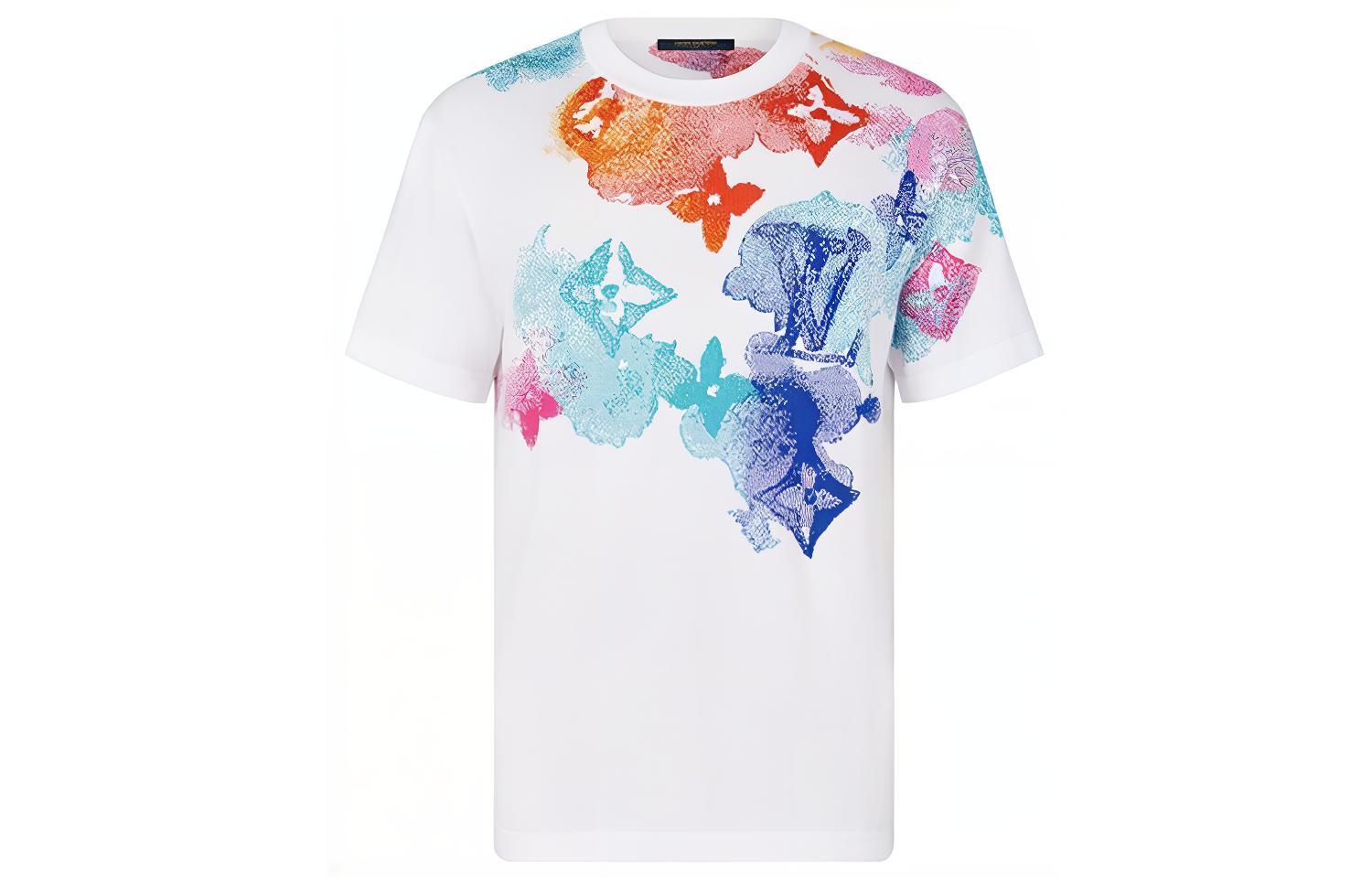 Order LOUIS VUITTON Kaos Kerah Bulat Motif Bunga Logo Tinta. 1A8QWA