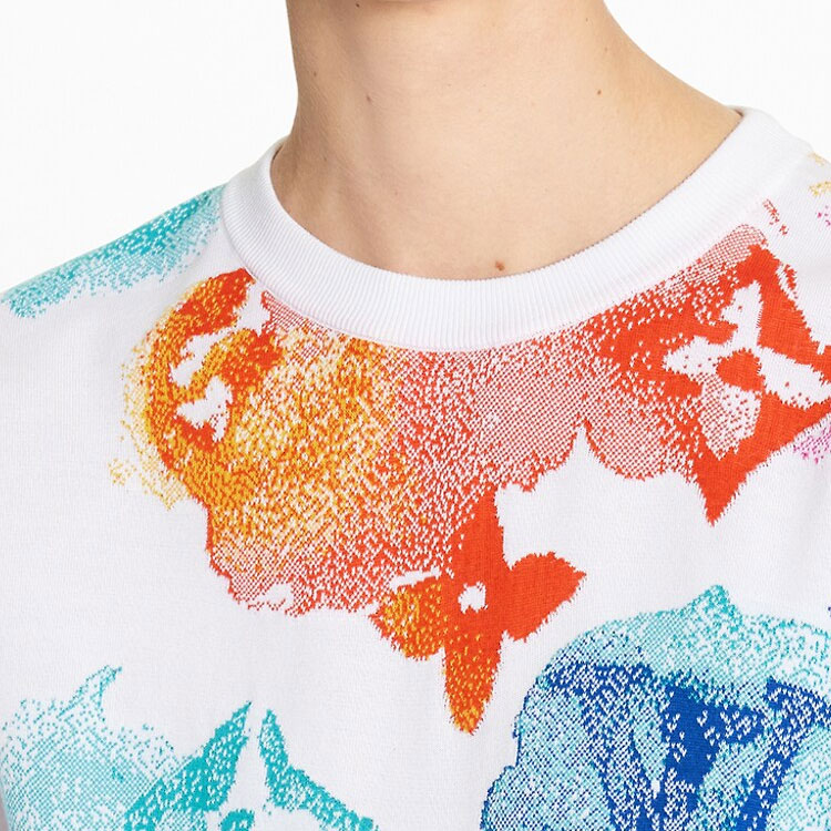 Details for LOUIS VUITTON Kaos Kerah Bulat Motif Bunga Logo Tinta. 1A8QWA