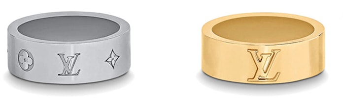 LOUIS VUITTON Instinct Engraved Letter Metal Ring Gold/Grey Unisex Couple Edition M00513 LOUIS VUITTON Instinct Engraved Letter Metal Ring Gold/Grey Unisex Couple Edition M00513