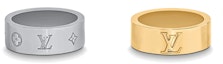 Buy 루이비통 본능 각인 메탈 반지 골드/그레이 유니섹스 커플 에디션. M00513
