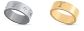 Shop 루이비통 본능 각인 메탈 반지 골드/그레이 유니섹스 커플 에디션. M00513