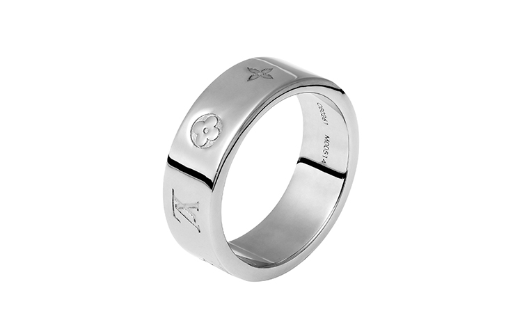 Details for 루이비통 본능 각인 메탈 반지 골드/그레이 유니섹스 커플 에디션. M00513